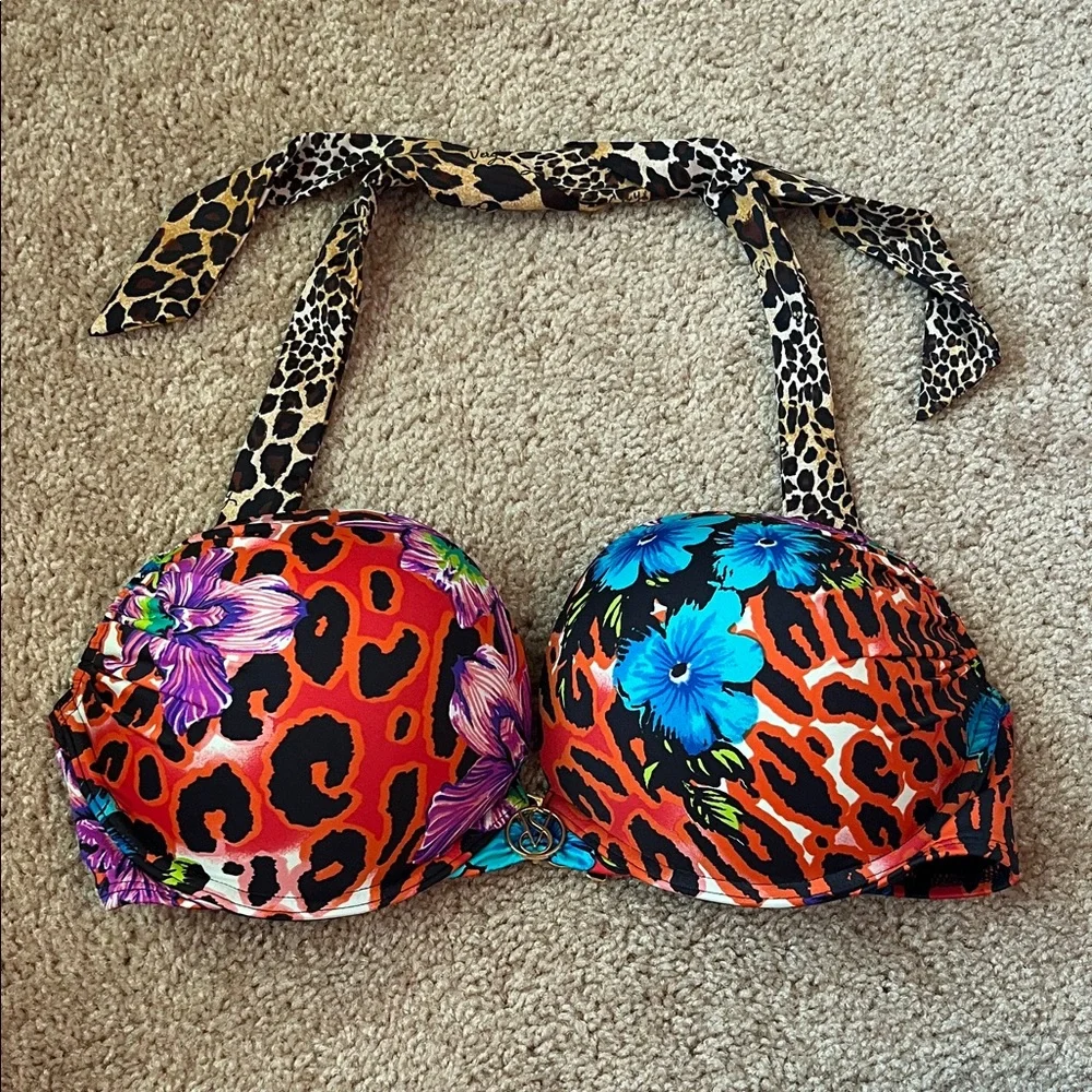 Victoria’s Secret Miraculous Bombshell Very Sexy Leopard Floral Bikini Top